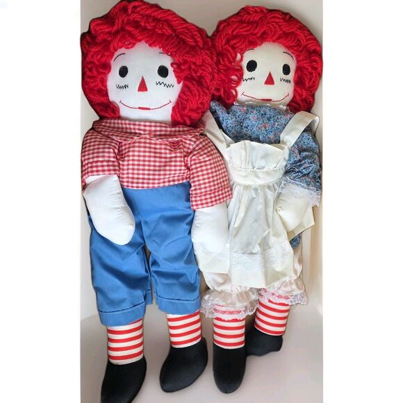Other - ​Vintage Handmade Raggedy Ann & Andy Large 24" Plush Dolls